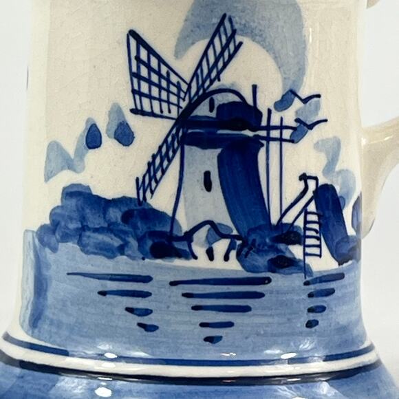 Netherlands Holland Delfts Blue Mini Novelty Mug Travel Souvenir Vtg Windmill - Picture 8 of 14